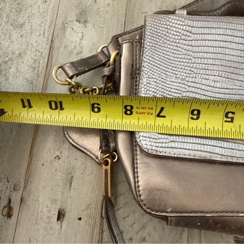 Tahari Metallic Silver Shoulder Bag chain accents - Picture 6 of 10